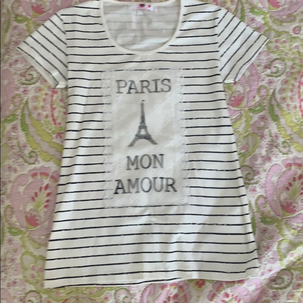 Black and white striped Paris t shirt